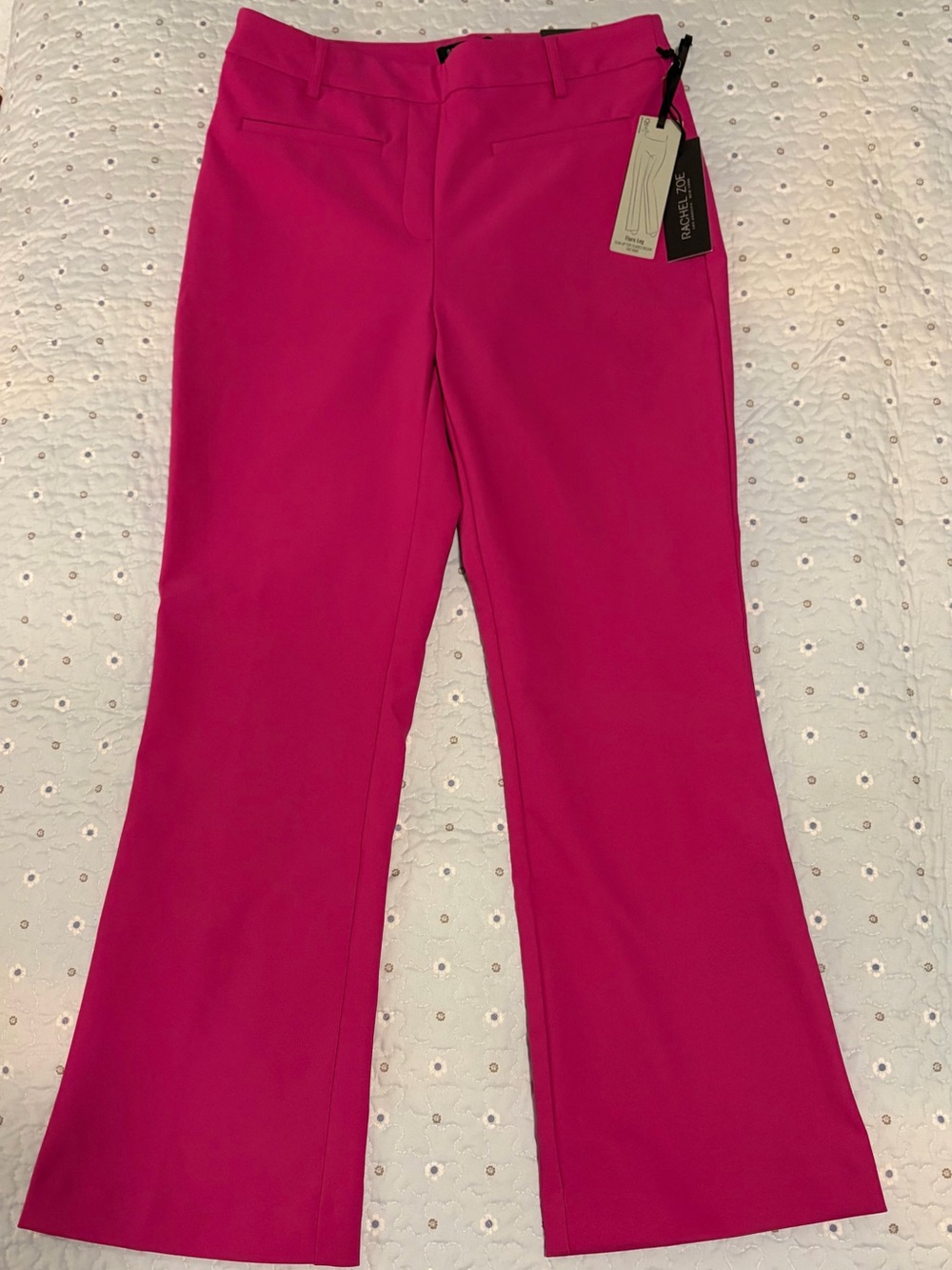 Rachel Zoe Hot Pink Flare Leg High Rise 4-way Stretch Trouser Pants Women Sz 8